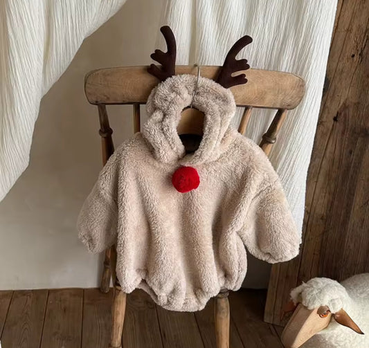 Reindeer fleece romper