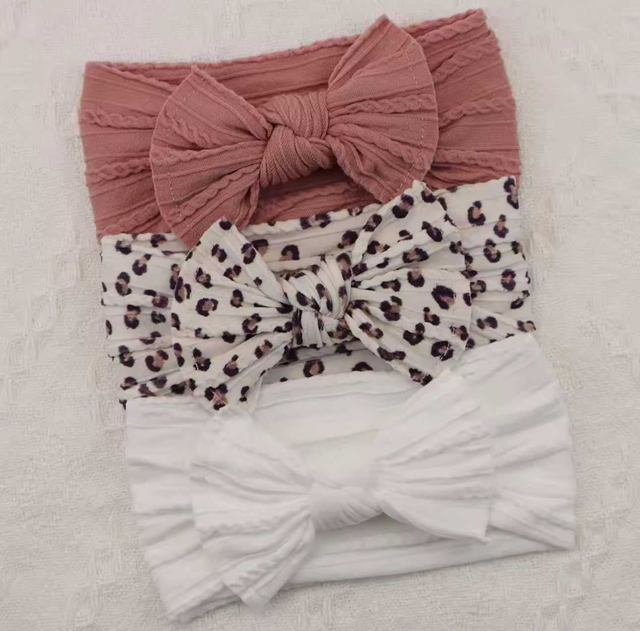 3 pack headband pink/leopard print/white
