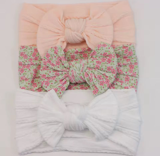 3 pack headband set pink floral