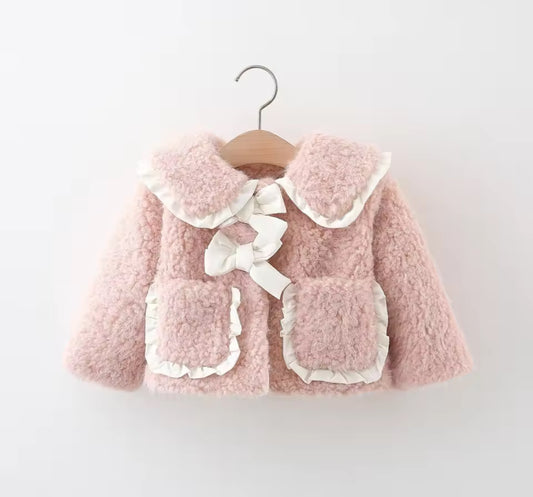 Bow tie fluffy coat
