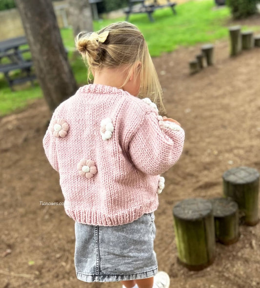 Mama and me handknitted fully flower 2 cardigan set