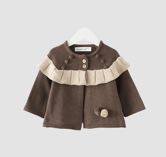 Thickened knitted brown cardigan