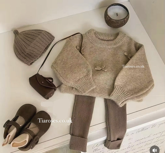 Pre order knit bow jumper and legging set