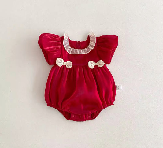 Pre order Christmas bow romper