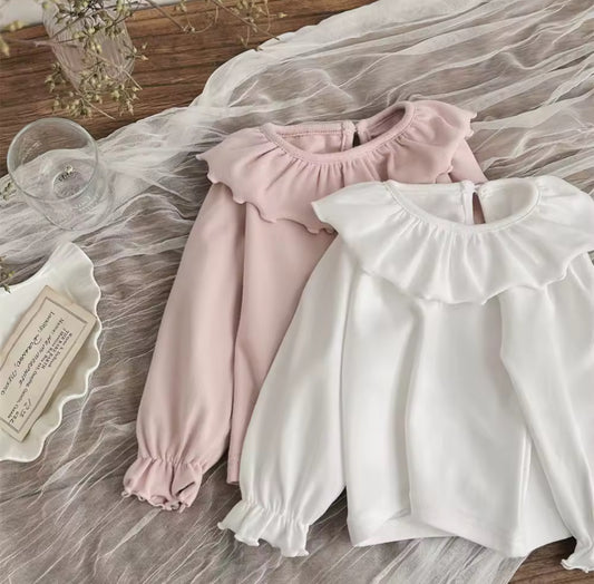 Autumn thick cotton frill collar top