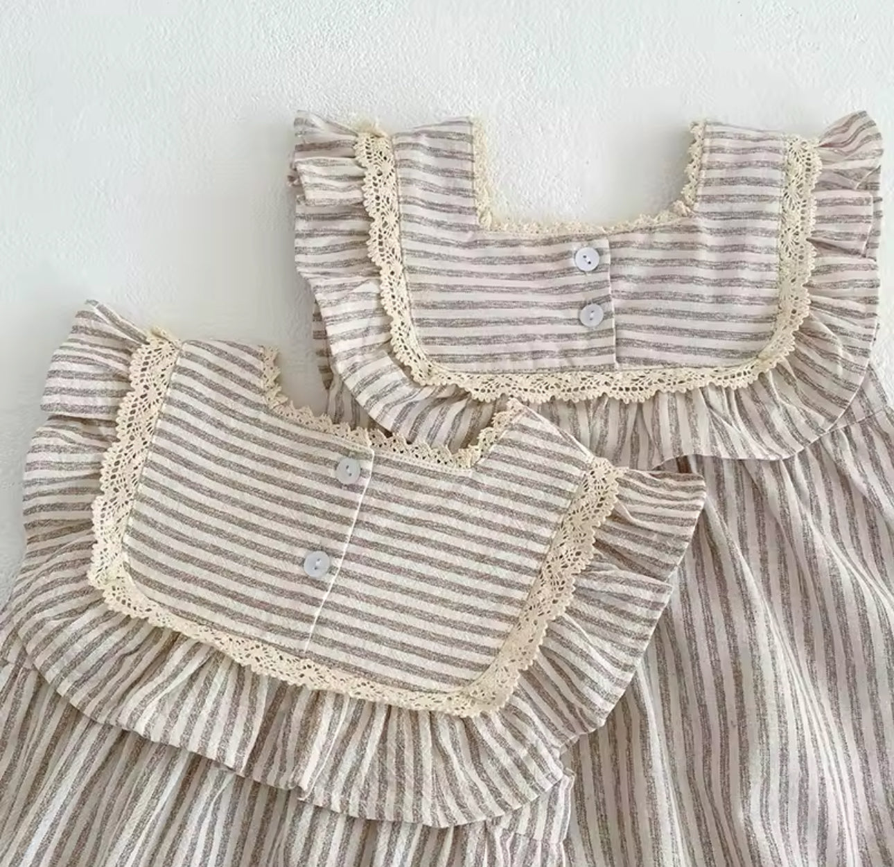 Summer brown stripe romper/dress (pre order)