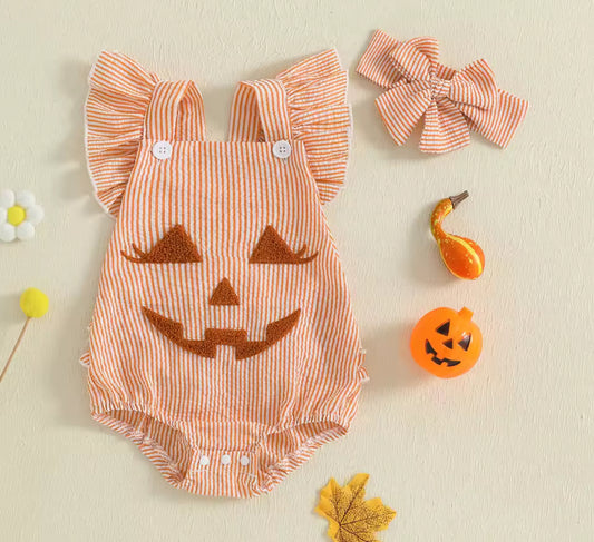 Pumpkin ruffle romper