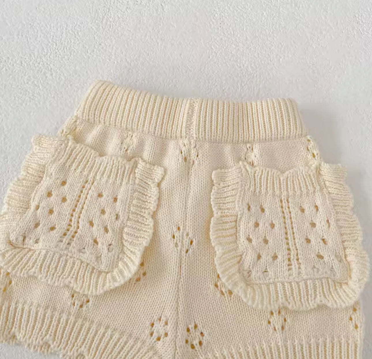 Butter yellow knitted top and shorts set