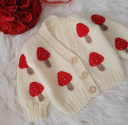 Handknitted toadstool autumn cardigan