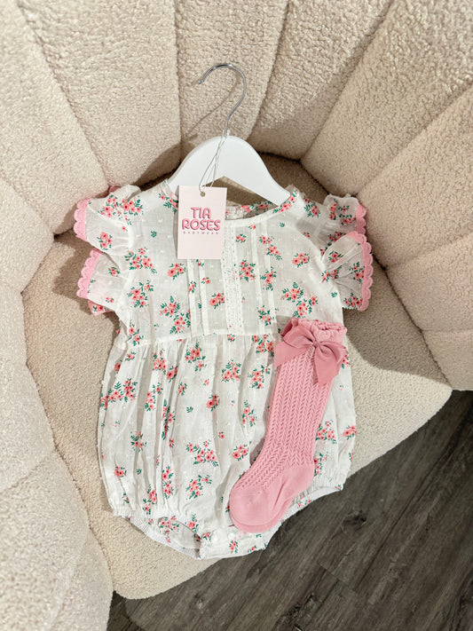 In stock floral romper and socks set