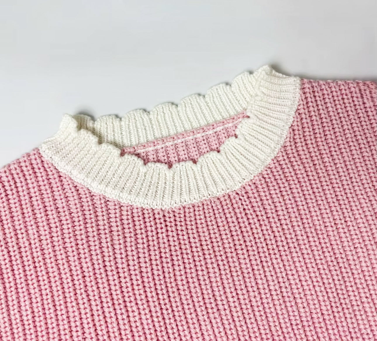 Pink and white trim top and wide leg trouser set