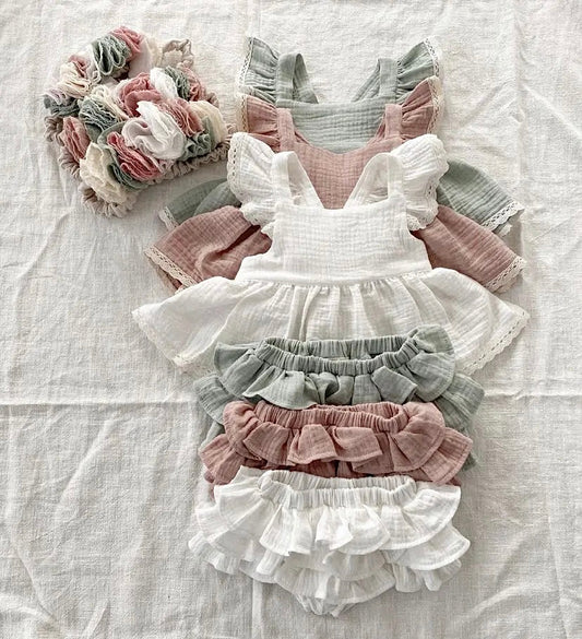 Pre order summer Two piece ruffle dress and bloomers